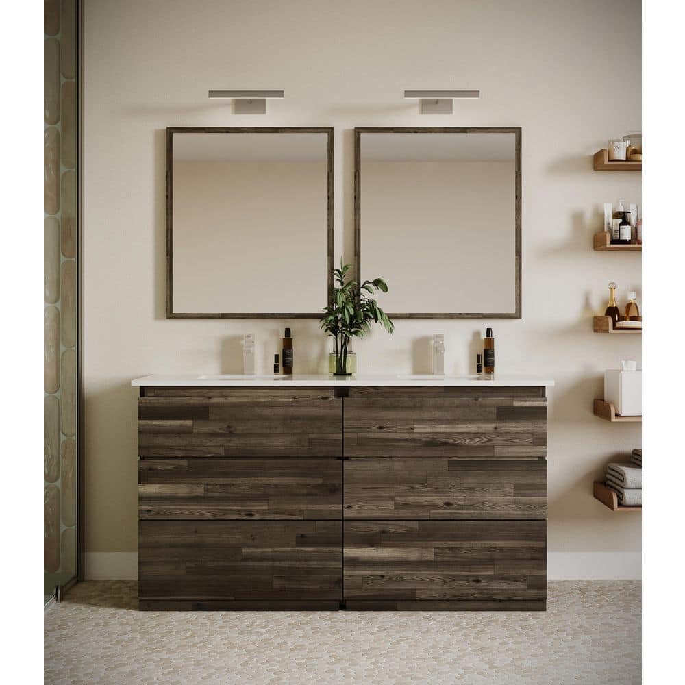 Formosa 60 in. Double Sink Freestanding Acacia Bath Vanity with White Quartz Top and Undermount Ceramic Sink price history on PriceWatchPro