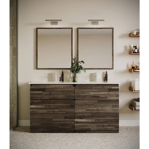 Formosa 58 in. Freestanding Double Bath Vanity Cabinet without Top in Acacia