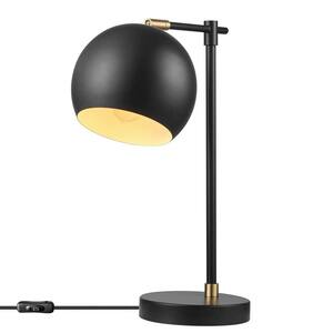 Charlotte 18 in. Matte Black Table Lamp with Brass Accents
