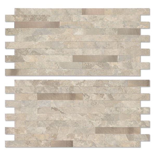 Beige Stone 6 in. x 12 in. PVC Peel and Stick Backsplash Waterproof Heat Resistant Kitchen Bathroom 20-Pack