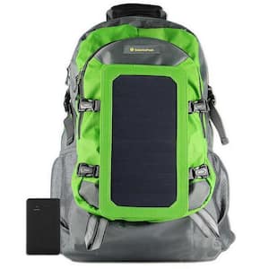 Solar Backpack, 10k mAh battery, 7-Watt Solar Panel in Green