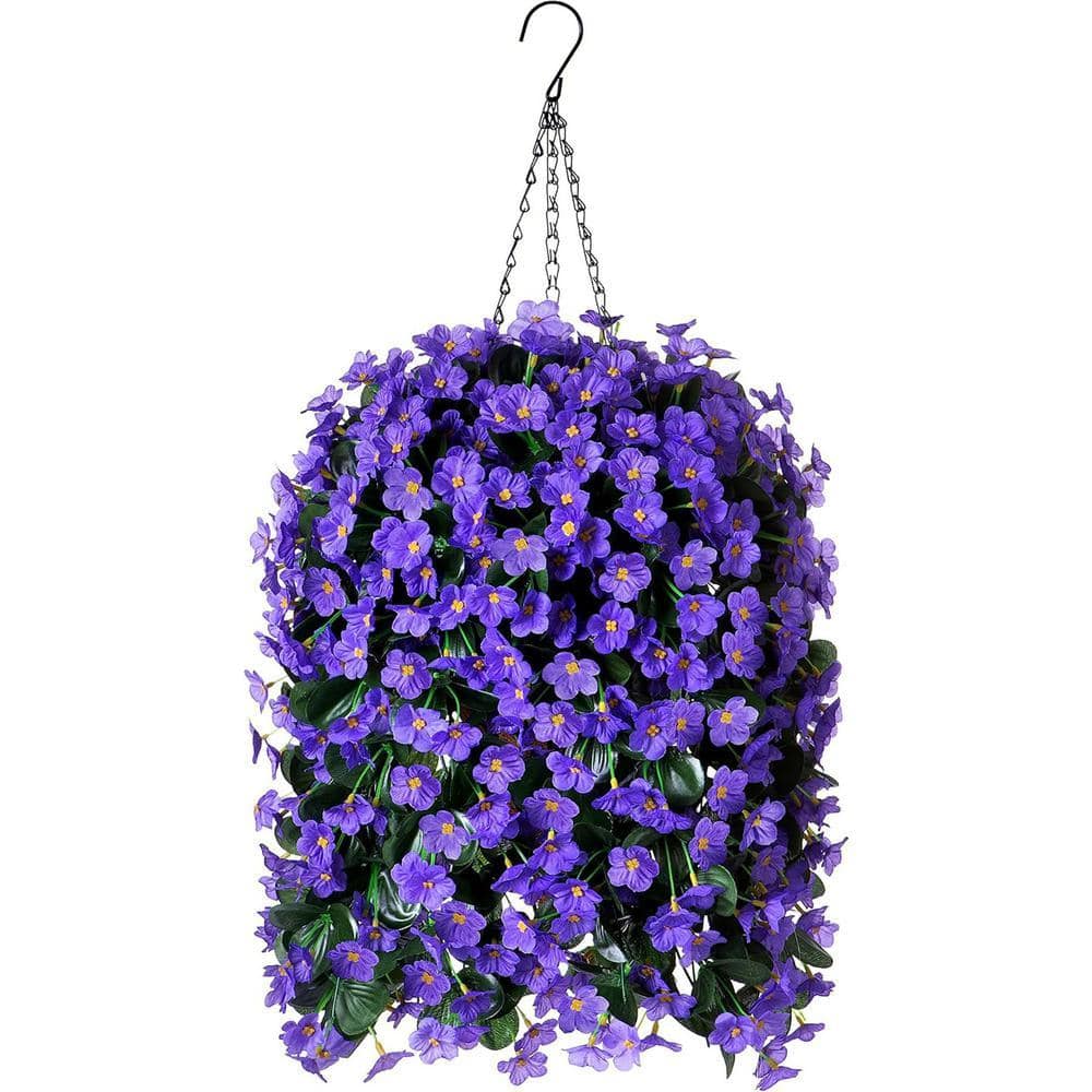 19.7 in. Purple Blue Outdoor Artificial Flowers Purple Orchid in