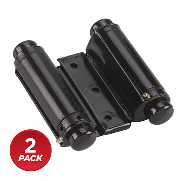 5-13/16 in. x 3-3/4 in. Black Self Closing Double Action Hinge (2-Pack)