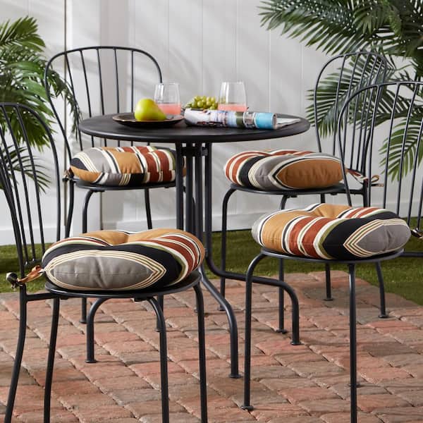 Brick Stripe 15 in. Round Outdoor Seat Cushion (4-Pack)