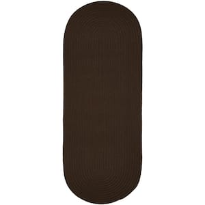 Texturized Solid Brown Poly 2 ft. x 6 ft. Braided Runner Rug