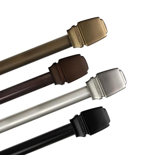 EMOH 5/8" Dia Adjustable 18-28" Single Curtain Rod in Cocoa with Judson Finials