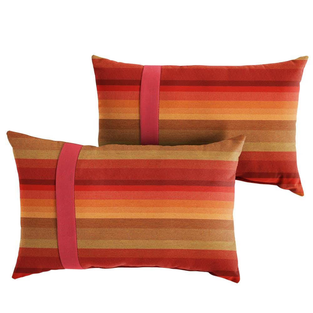Sunbrella Red Stripe with Textured Red Rectangular Outdoor Knife Edge Lumba