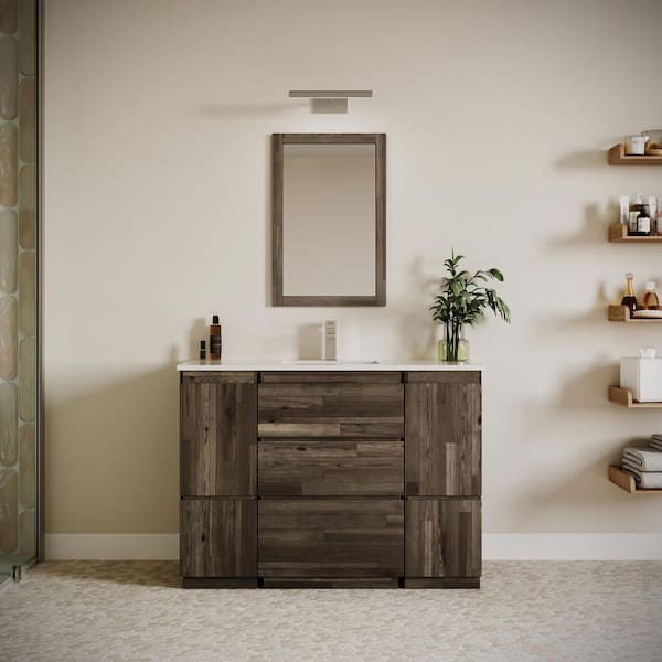 Fresca Formosa 48 in. Single Sink Freestanding Acacia Bath Vanity with White Quartz Top and Undermount Ceramic Sink