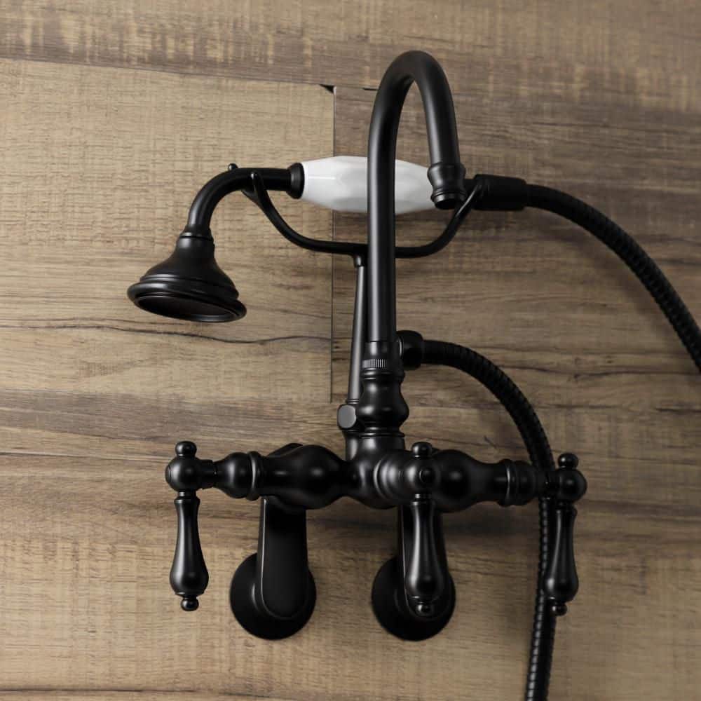 Matte Black Brass Wall Mount Clawfoot Tub Faucet with Hand Shower