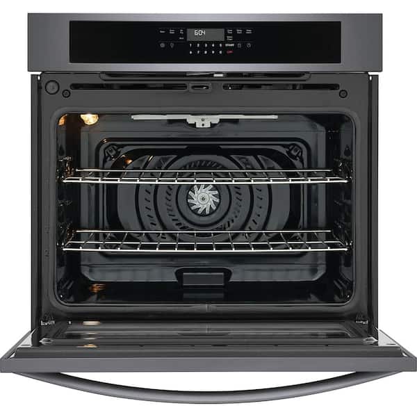 30 in. Single Wall Oven with Convection 30-min Steam-Cleaning in Black Stainless Steel
