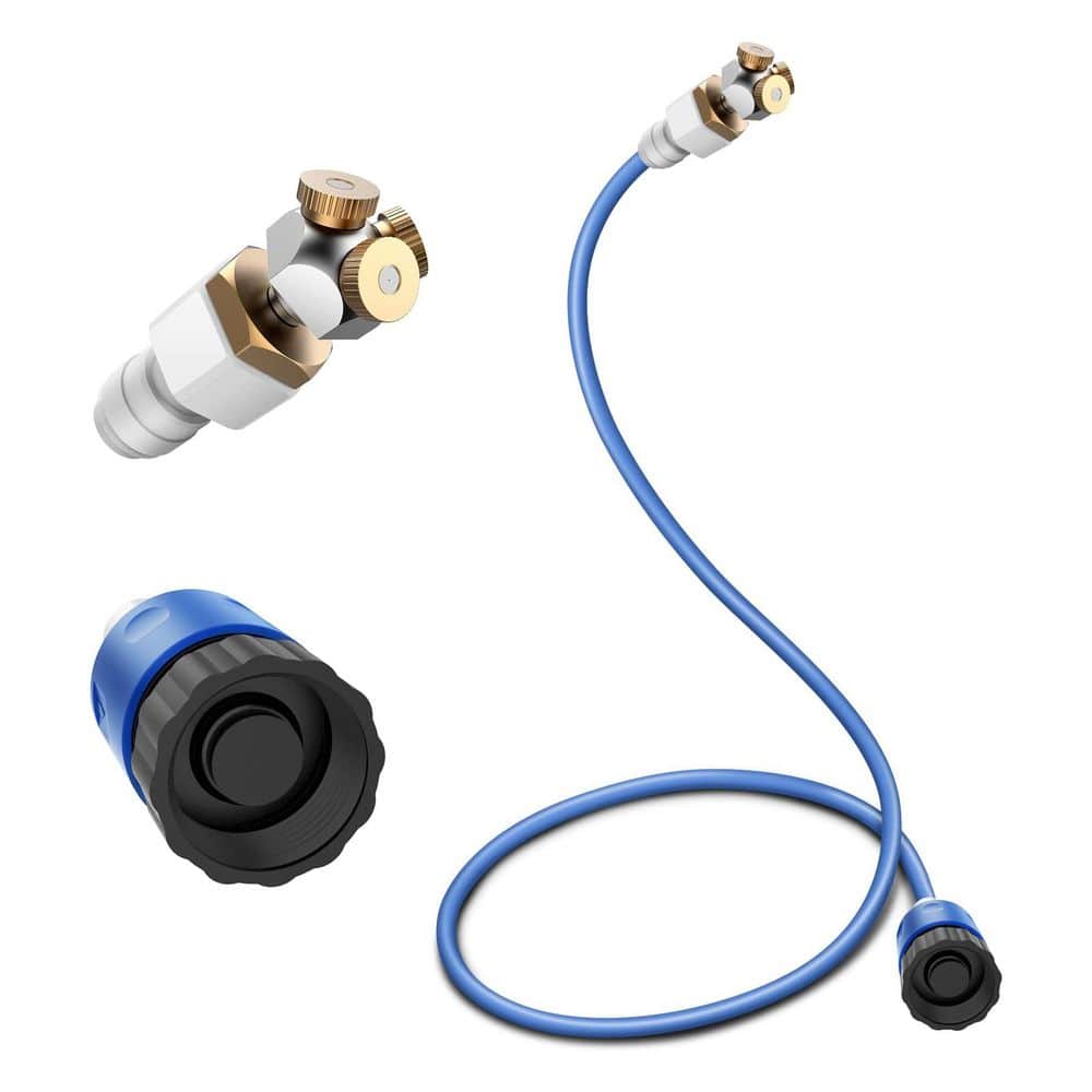 Outdoor Patio Misting System 3-Way Brass Nozzle Leak-Proof Hose Mister Cooling Kit with 6.6 ft. Flexible Tubing