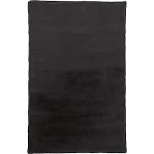 7 X 10 Black and Taupe Solid Color Area Rug