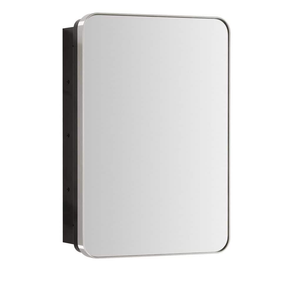 17 in. W x 25 in. H Rectangular Chrome Stainless Steels Framed Recessed/Surface Mount Medicine Cabinet with Mirror price history on PriceWatchPro