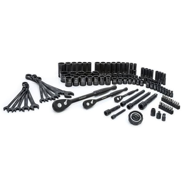 Husky - 1/4 in., 3/8 in. and 1/2 in. Drive 100-Position Universal SAE and Metric Mechanics Tool Set (105-Piece)
