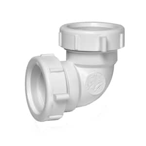 1-1/2 in. 90-Degree White Plastic Double Slip-Joint Sink Drain Elbow Pipe