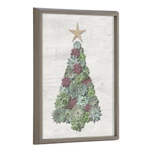 Blake Holiday Succulent Tree Framed Printed Wood by The Creative Bunch Studio Framed Wooden Wall Art 18 in. x 24 in.