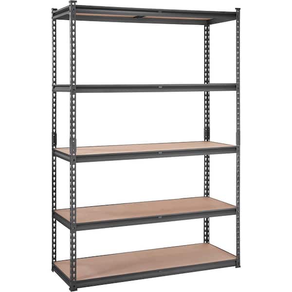 Heavy-Duty Storage Shelves With 5 Adjustable Levels, Garage Storage Shelves, Metal Shelves in Black