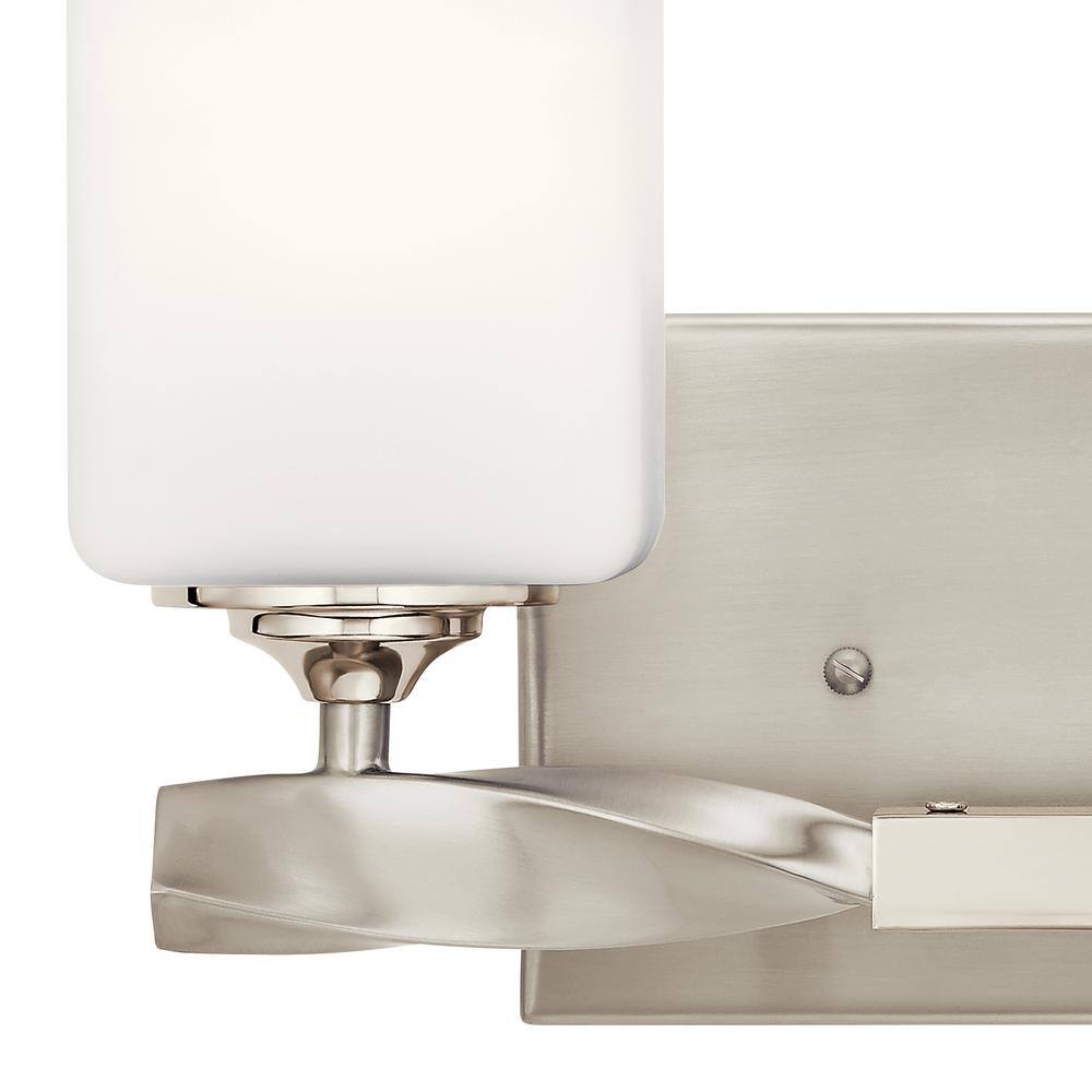 Champagne Nickel 13.5'' Transitional Vanity Light with Satin Etched Glass