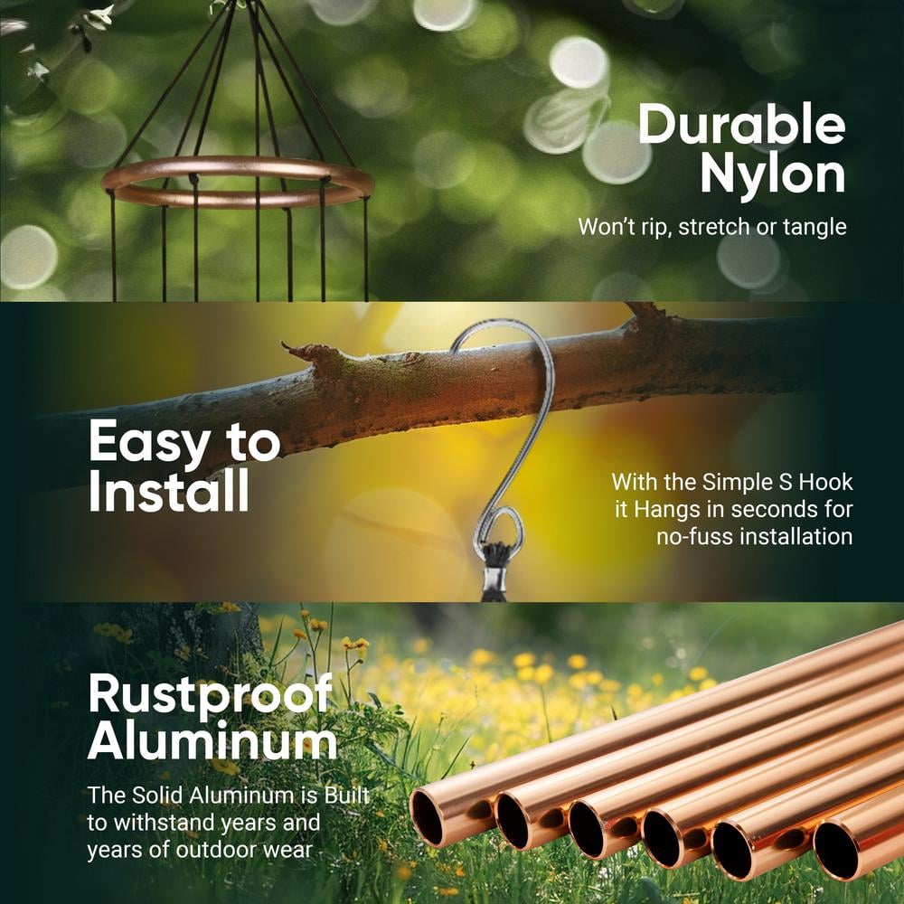 Nature's Melody 36" Rose Gold Aluminum Outdoor Wind Chimes