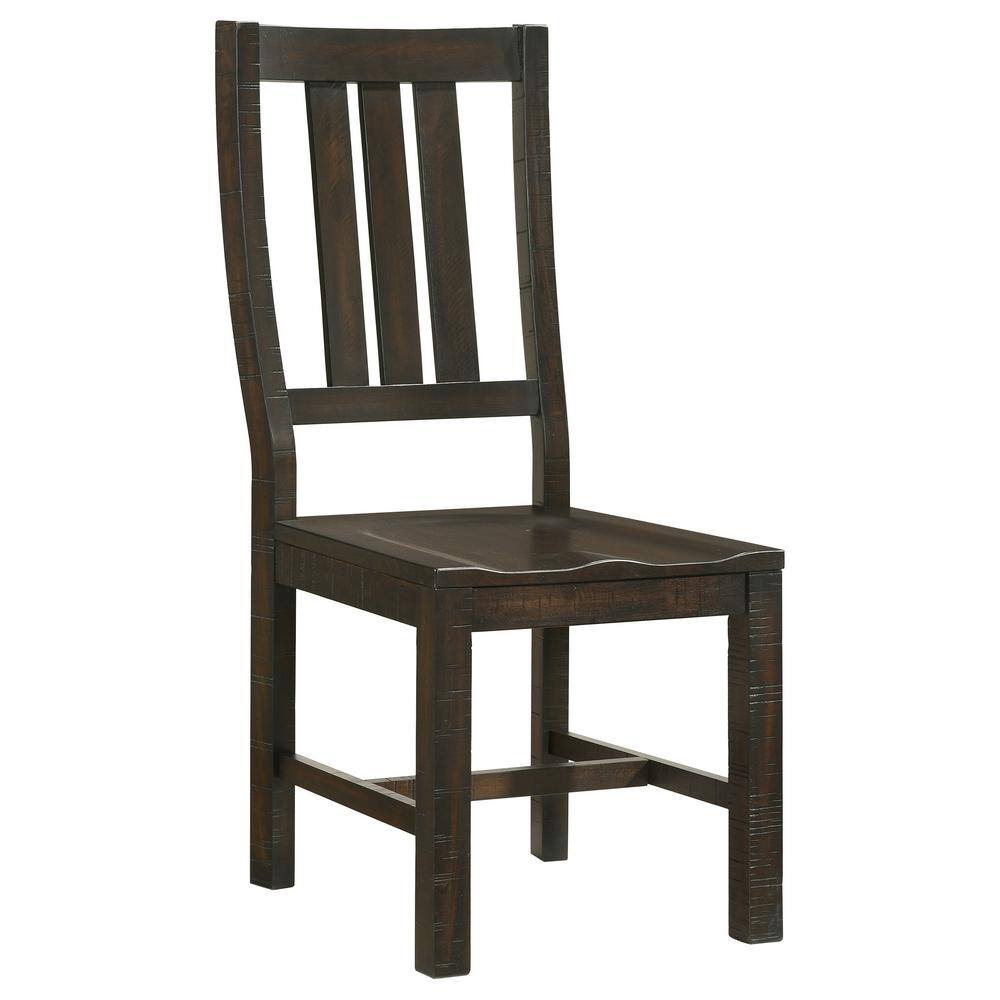 Transitional High Slat-Back Side Chair in Vintage Java, Set of 2