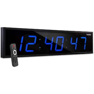 72 in. Blue Large Digital Wall Clock, LED Wall Clock with Remote