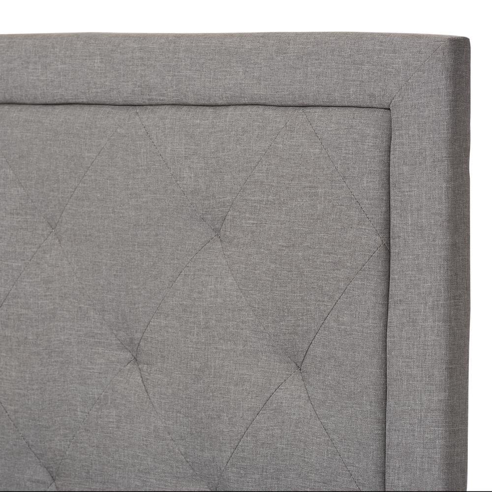 Elegant Twin-Size Linen Upholstered Bed with Diamond Tufting - Gray