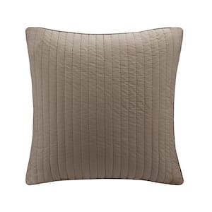 Camila Taupe 26 in. x 26 in. Cotton Quilted Euro Sham