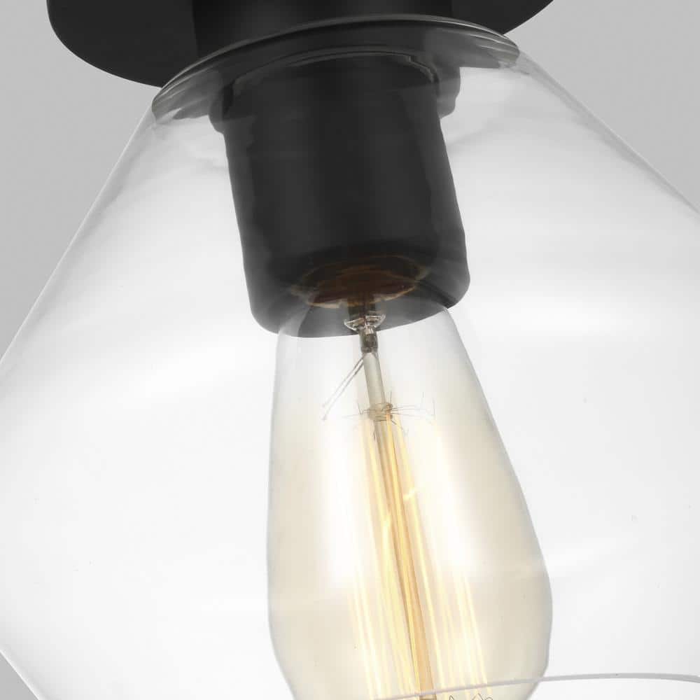 Jett Midnight Black Transitional 8'' Glass & Steel Semi-Flush Mount