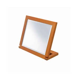 3.75 in. x 9.25 in. Rectangular Wooden Frame Brown and Silver Beveled Mirror