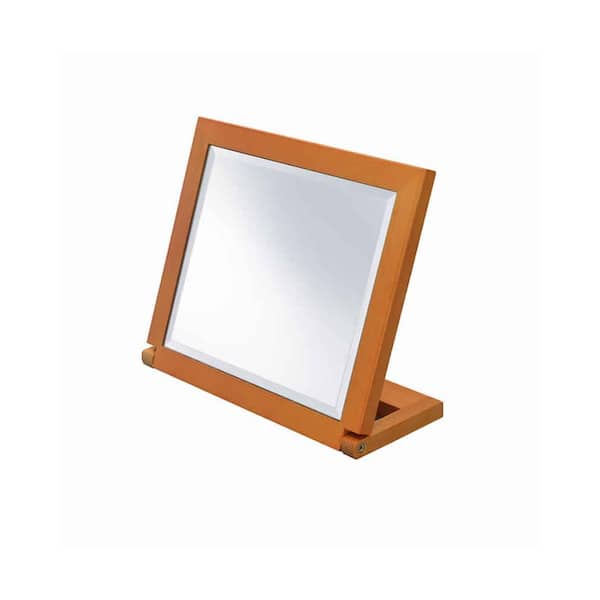3.75 in. x 9.25 in. Rectangular Wooden Frame Brown and Silver Beveled Mirror