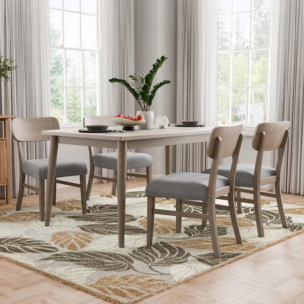 Furniture of America Livano Gray 5-Piece Wood Dining Table Set (Seats 4)