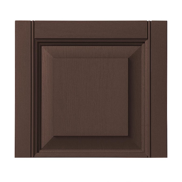15 in. x 13 in. Polypropylene Raised Panel Transom Design in Terra Brown Shutter Tops Pair