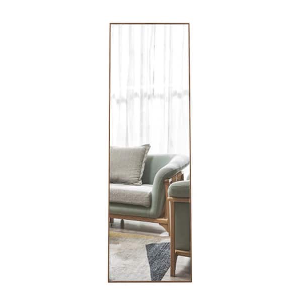 Unbranded 17 in. W x 60 in. H Large Rectangular Wood Framed Anti-Fog Wall Bathroom Vanity Mirror in Brown