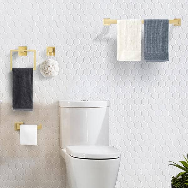 Brushed Gold 5-Piece Stainless Steel Bathroom Hardware Set