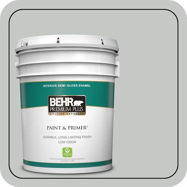 BEHR PREMIUM PLUS 5 gal. #BNC-07 Frosted Silver Semi-Gloss Enamel Low Odor Interior Paint & Primer