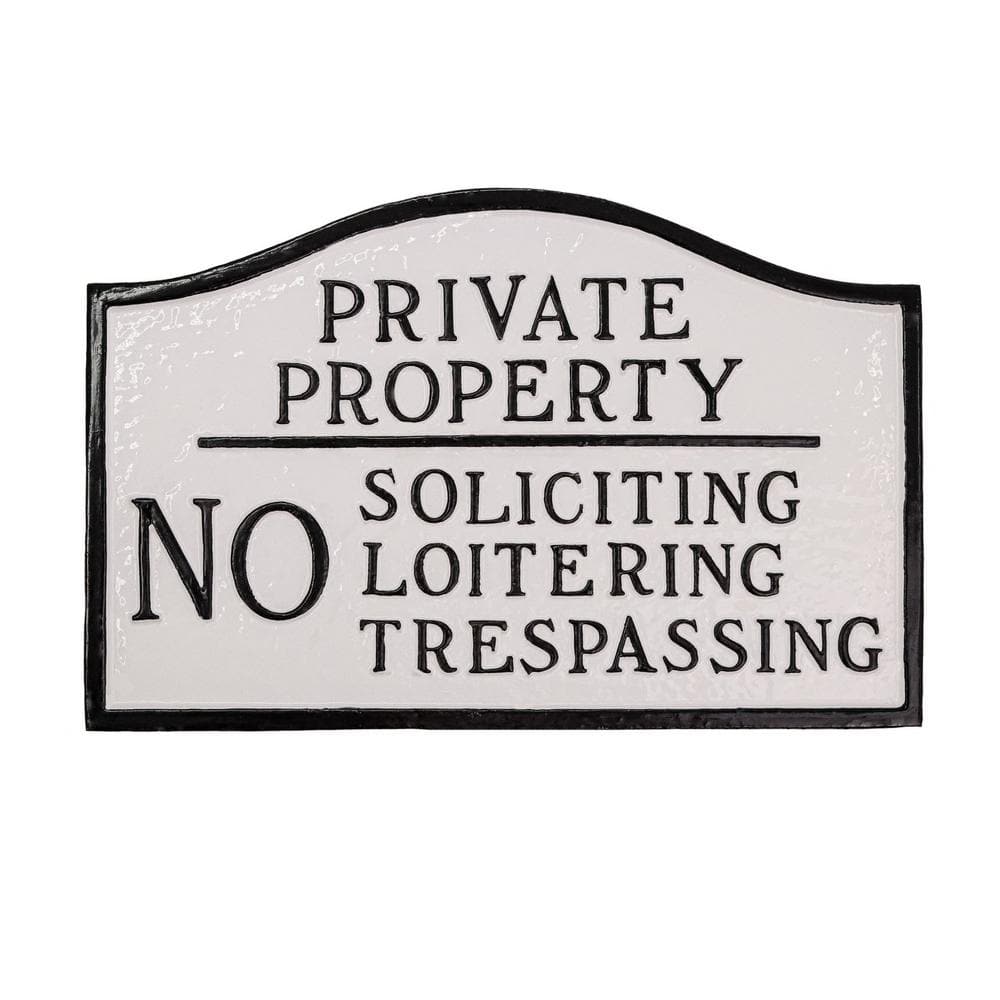 Private Property, No Soliciting, No Loitering Standard Statement Plaque - White/Black price history on PriceWatchPro
