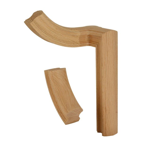 EVERMARK Stair Parts 7760 Unfinished Red Oak 90° 2-Rise Gooseneck with Cap Handrail Fitting
