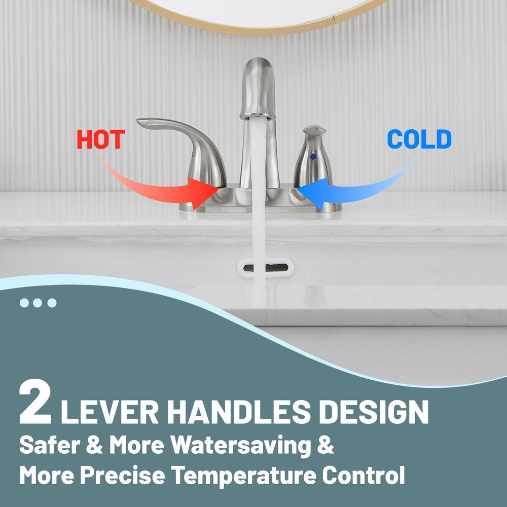 Brushed Nickel 2-Handle Centerset Bathroom Faucet with Pop-Up Drain