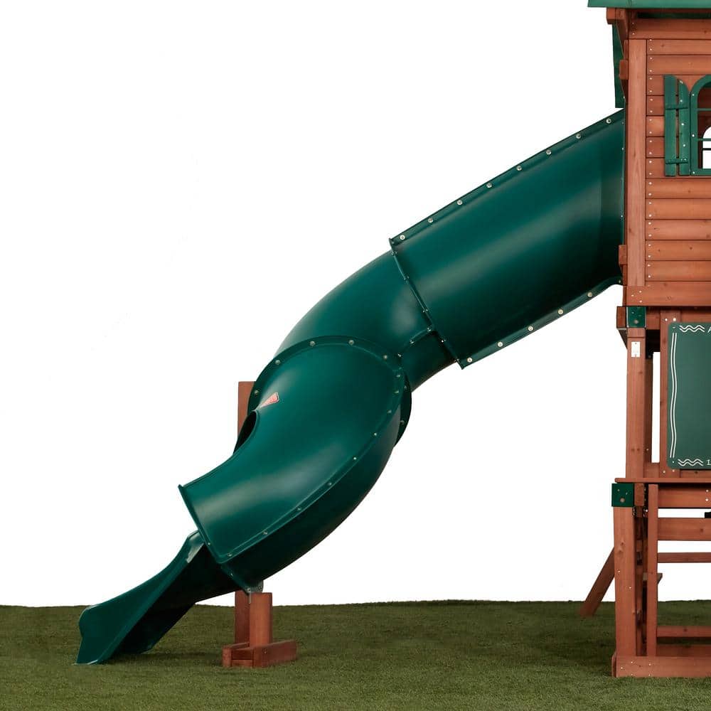 Green Plastic Tunnel Twister Slide for 5-Foot Deck Heights