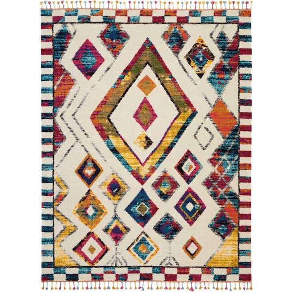 Nourison Moroccan Casbah Ivory/Multicolor 8 ft. x 11 ft. Moroccan Transitional Area Rug