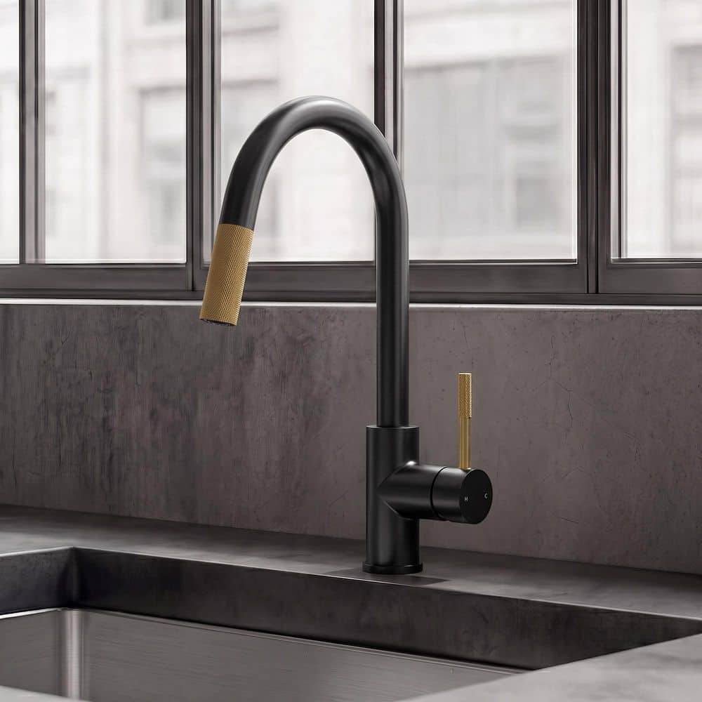 GRANDJOY 15.7 in. Height 360° Swivel Single Handle Pull Down 2