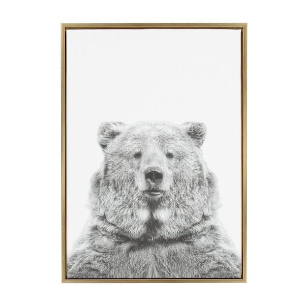 Kate and Laurel 33 in. x 23 in. "Bear European" by Tai Prints Framed Canvas Wall Art