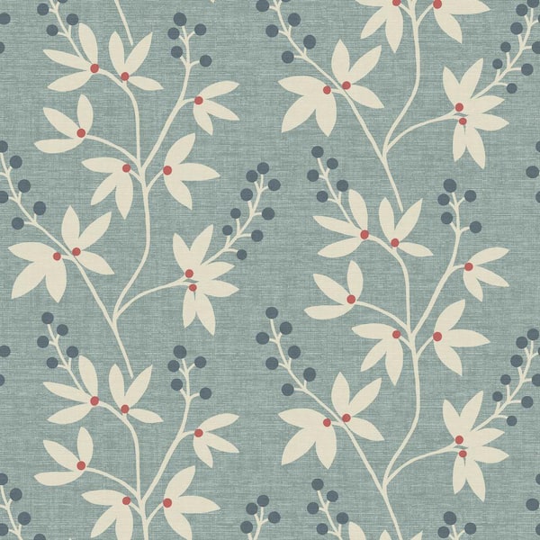 Beacon House Currant Blue Botanical Trail Strippable Roll Wallpaper (Covers 56 sq. ft.)