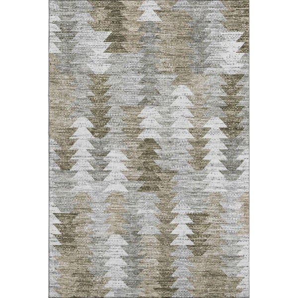 Mayfield Premium Machine Washable Indoor/Outdoor Geometric AMF632 Brown 10 ft. x 14 ft. Area Rug