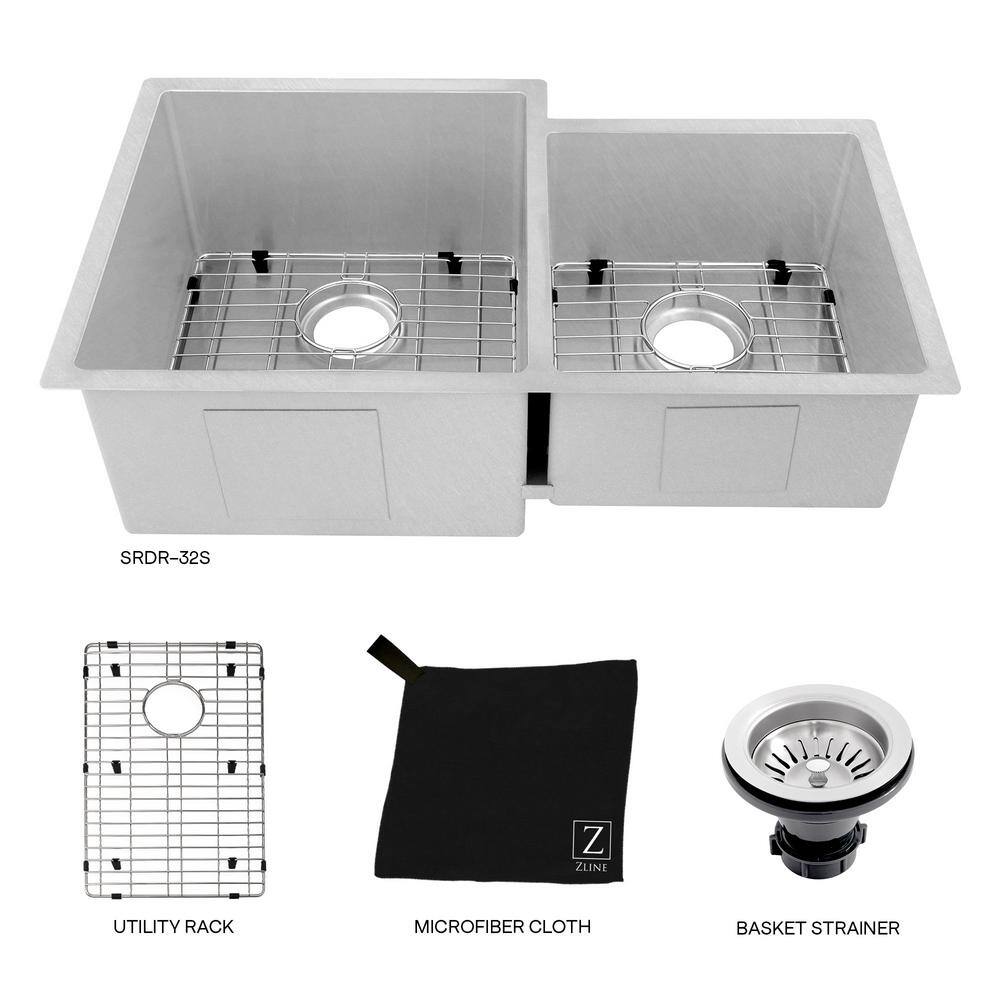 32" DuraSnow Stainless Steel Double Bowl Undermount Sink