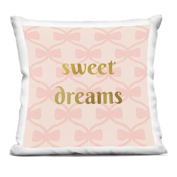 Stupell Industries Pastel Bows & Sweet Dreams Pink Abstract Polyester 18 in. X 18 in. Throw Pillow