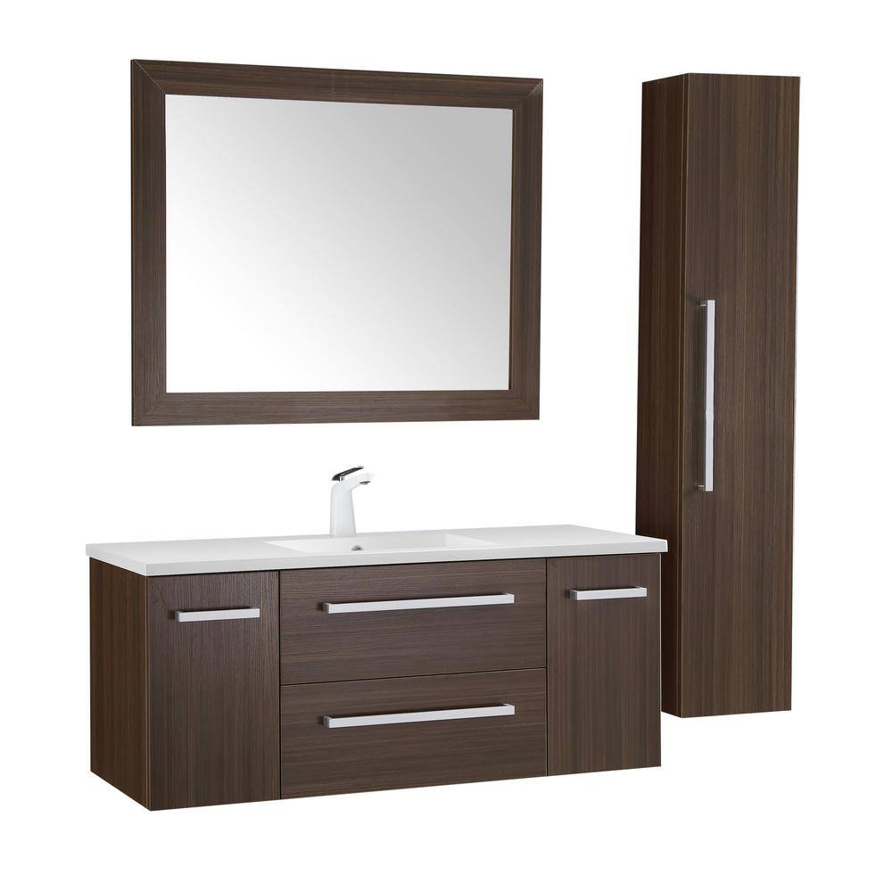 Conques 48 in. W x 20 in. H Bath Vanity in Rich Brown with Ceramic Vanity Top in White with White Basin and Mirror price history on PriceWatchPro