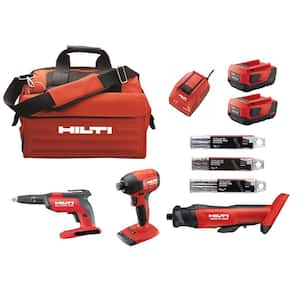 22-Volt Lithium-Ion 3 Tool Cordless Combo with Drywall Screw Gun, Impact Driver, Brushless Cut Out Tool and Battery Pack