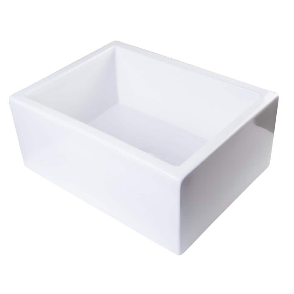 White Fireclay Farmhouse Drop-in Single Bowl Sink