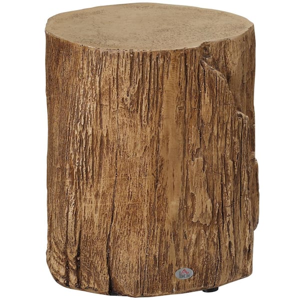 HOMCOM 14.5 in. W Natural 17.5 in. H Round Concrete End Table
